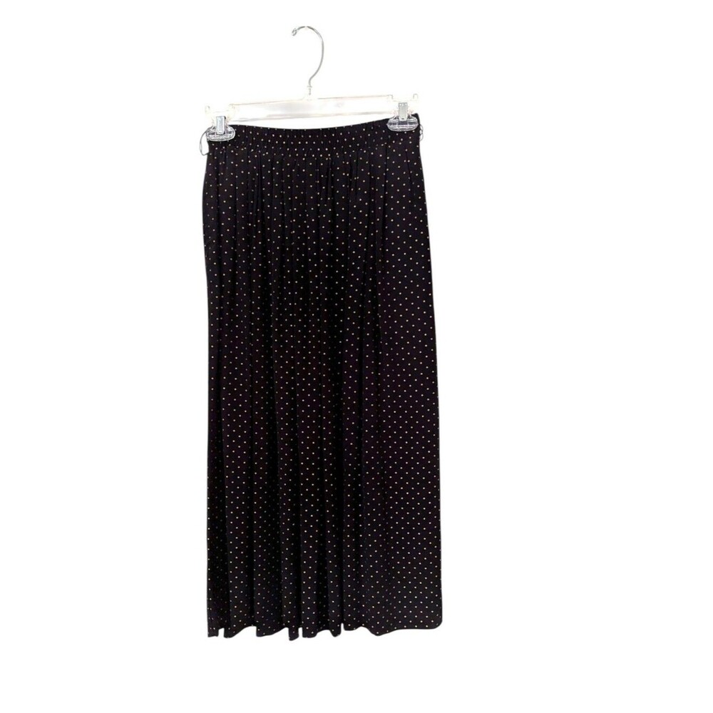 Vintage David Brooks Black Midi Skirt with Gold Polka Dots